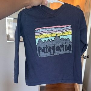 Patagonia Kids' Graphic Long Sleeve Shirt - Navy and Multicolor 3T